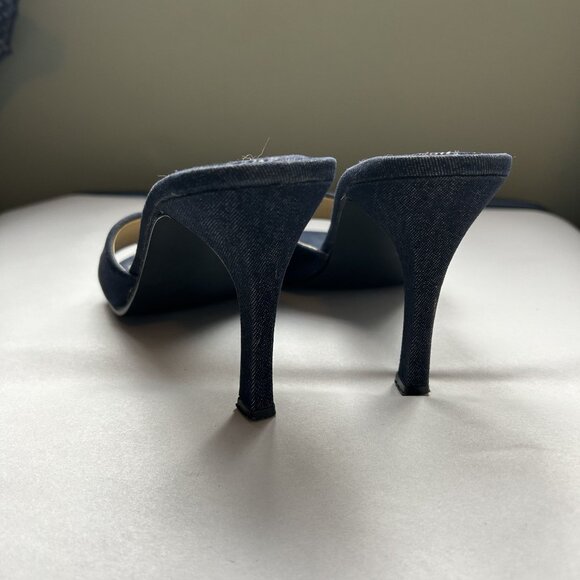 Fabulaire JOY Dark Wash Blue Denim Open Toe Sandals Women's Size 7.5M - Picture 6 of 6